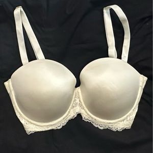 Beige colored boudoir bra